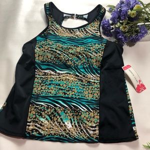 Tropical Scape padded tankini size 12 #2❤️4/$20